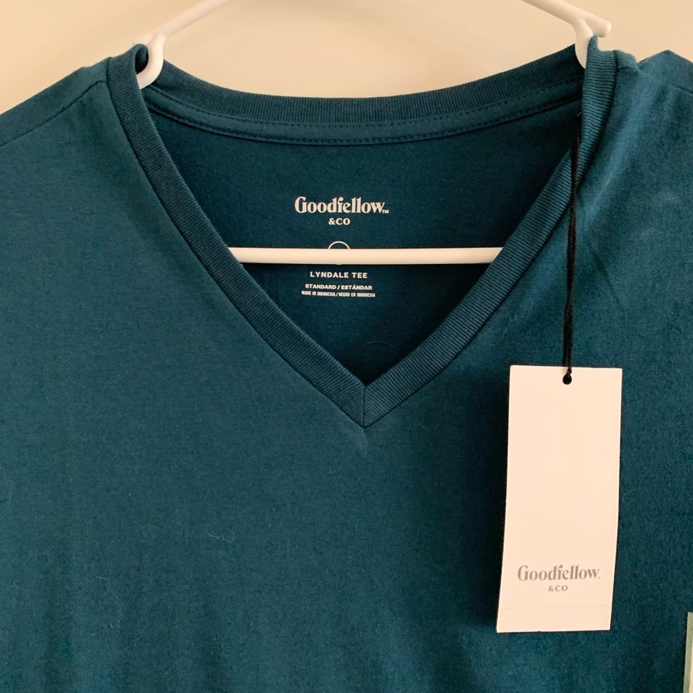 NWT Good fellow aqua v neck tee size M - Picture 4 of 5